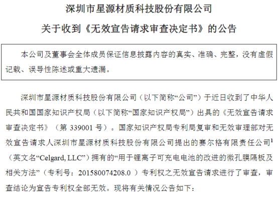 “专利之战”，中国锂电材料龙头赢了！
